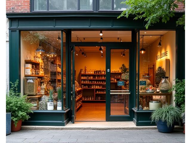 Façade de la boutique Terre Équilibre, invitante et chaleureuse